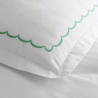 Scallop Embroidered Premium Cool Egyptian Percale Sham - Green, King,Green