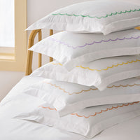 Scallop Embroidered Premium Cool Egyptian Percale Sham - Yellow, King,Yellow