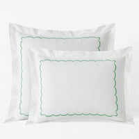 Scallop Embroidered Premium Cool Egyptian Percale Sham - Green, King,Green