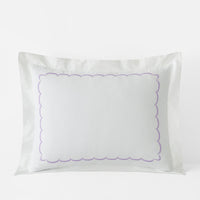 Scallop Embroidered Premium Cool Egyptian Percale Sham - Lavender, King,Lavender