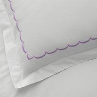 Scallop Embroidered Premium Cool Egyptian Percale Sham - Lavender, King,Lavender