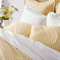 Scallop Embroidered Premium Cool Egyptian Percale Sham - Yellow, King,Yellow