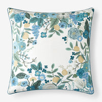 Garden Party Embroidered Decorative Square Pillow Cover - Blue Multi,Blue Multi