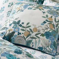 Garden Party Embroidered Decorative Square Pillow Cover - Blue Multi,Blue Multi
