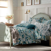 Garden Party Embroidered Decorative Square Pillow Cover - Blue Multi,Blue Multi