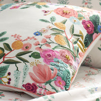 Garden Party Embroidered Decorative Square Pillow Cover - Ivory Multi,Ivory Multi