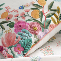 Garden Party Embroidered Decorative Square Pillow Cover - Ivory Multi,Ivory Multi