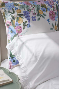 Garden Party Embroidered Decorative Square Pillow Cover - Ivory,Ivory