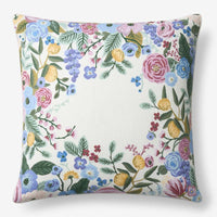Garden Party Embroidered Decorative Square Pillow Cover - Ivory,Ivory