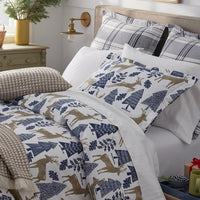 Holiday Print Classic Ultra-Cozy Cotton Flannel Flat Bed Sheet - Deer Path, Twin/Twin XL,Deer Path