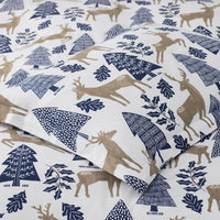 Holiday Print Classic Ultra-Cozy Cotton Flannel Flat Bed Sheet - Deer Path, Twin/Twin XL,Deer Path