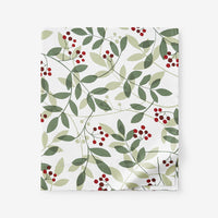 Holiday Print Classic Ultra-Cozy Cotton Flannel Flat Bed Sheet - Berries and Leaves, Twin/Twin XL,Berries and Leaves