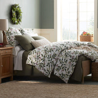 Holiday Print Classic Ultra-Cozy Cotton Flannel Flat Bed Sheet - Berries and Leaves, Twin/Twin XL,Berries and Leaves