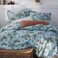 Holiday Print Classic Ultra-Cozy Cotton Flannel Fitted Bed Sheet - Winter Day, Twin XL,Winter Day
