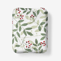 Holiday Print Classic Ultra-Cozy Cotton Flannel Fitted Bed Sheet - Berries and Leaves, Twin XL,Berries and Leaves
