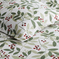 Holiday Print Classic Ultra-Cozy Cotton Flannel Fitted Bed Sheet - Berries and Leaves, Twin XL,Berries and Leaves