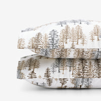 Holiday Print Classic Ultra-Cozy Cotton Flannel Pillowcase Set - Evening Forest, Standard,Evening Forest