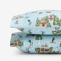 Holiday Print Classic Ultra-Cozy Cotton Flannel Pillowcase Set - Winter Day, Standard,Winter Day