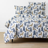 Holiday Print Classic Ultra-Cozy Cotton Flannel Duvet Cover - Deer Path, Twin/Twin XL,Deer Path