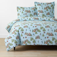 Holiday Print Classic Ultra-Cozy Cotton Flannel Duvet Cover - Winter Day, Twin/Twin XL,Winter Day