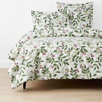Holiday Print Classic Ultra-Cozy Cotton Flannel Duvet Cover - Berries and Leaves, Twin/Twin XL,Berries and Leaves