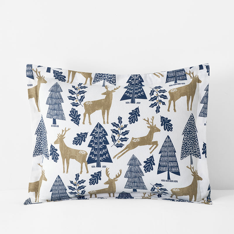 Holiday Print Classic Ultra-Cozy Cotton Flannel Sham - Deer Path, Standard,Deer Path