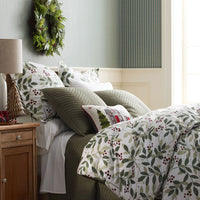 Holiday Print Classic Ultra-Cozy Cotton Flannel Sham - Berries and Leaves, Standard,Berries and Leaves