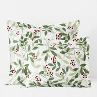 Holiday Print Classic Ultra-Cozy Cotton Flannel Sham - Berries and Leaves, Standard,Berries and Leaves