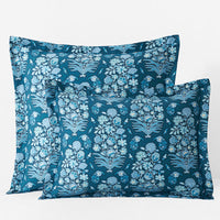 Nawab Floral Premium Smooth Sateen Reversible Sham - Blue Multi, Standard,Blue Multi