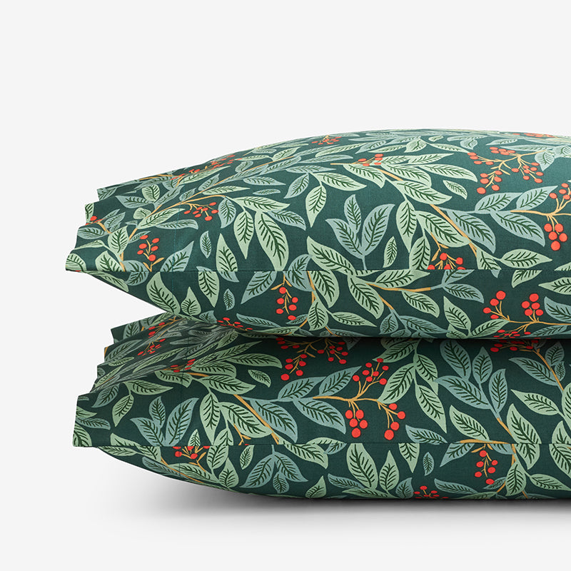 Willowberry Classic Cool Cotton Percale Pillowcase Set - Green, Standard,Green