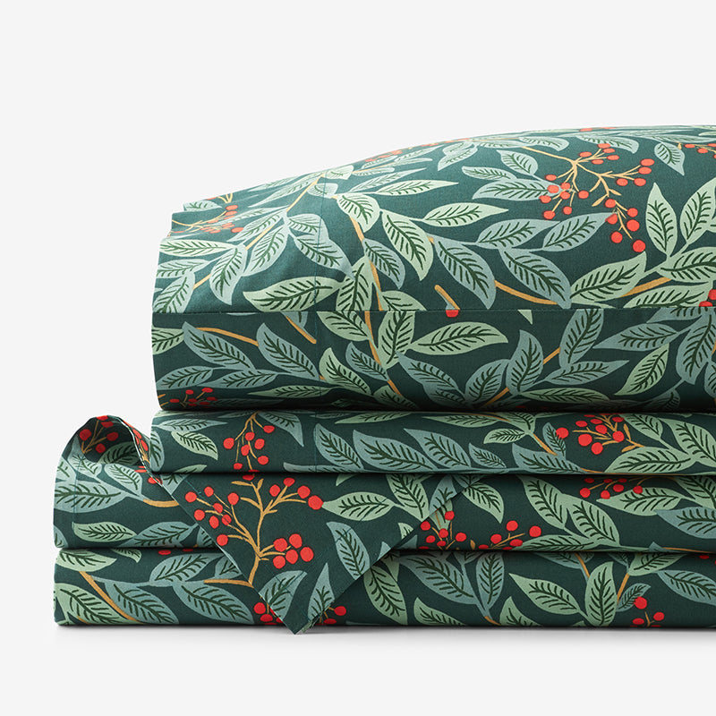 Willowberry Classic Cool Cotton Percale Bed Sheet Set - Green, Twin,Green