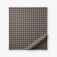 Classic Stripes and Plaids Cool Yarn-Dyed Cotton Percale Flat Bed Sheet - Windowpane Brown, Twin/Twin XL,Windowpane Brown