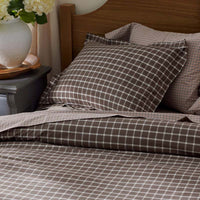 Classic Stripes and Plaids Cool Yarn-Dyed Cotton Percale Flat Bed Sheet - Windowpane Brown, Twin/Twin XL,Windowpane Brown