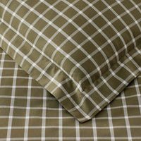 Classic Stripes and Plaids Cool Yarn-Dyed Cotton Percale Flat Bed Sheet - Windowpane Green, Twin/Twin XL,Windowpane Green