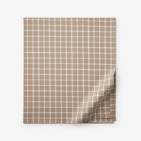Classic Stripes and Plaids Cool Yarn-Dyed Cotton Percale Flat Bed Sheet - Windowpane Tan, Twin/Twin XL,Windowpane Tan
