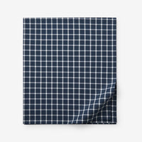 Classic Stripes and Plaids Cool Yarn-Dyed Cotton Percale Flat Bed Sheet - Windowpane Blue, Twin/Twin XL,Windowpane Blue