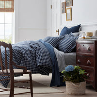 Classic Stripes and Plaids Cool Yarn-Dyed Cotton Percale Flat Bed Sheet - Windowpane Blue, Twin/Twin XL,Windowpane Blue