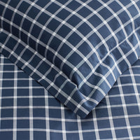 Classic Stripes and Plaids Cool Yarn-Dyed Cotton Percale Flat Bed Sheet - Windowpane Blue, Twin/Twin XL,Windowpane Blue