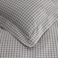 Classic Stripes and Plaids Cool Yarn-Dyed Cotton Percale Flat Bed Sheet - Mini Check Blue, Twin/Twin XL,Mini Check Blue