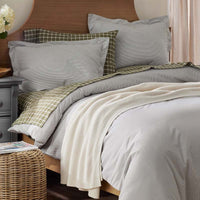 Classic Stripes and Plaids Cool Yarn-Dyed Cotton Percale Flat Bed Sheet - Stripe Green, Twin/Twin XL,Stripe Green