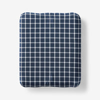 Classic Stripes and Plaids Cool Yarn-Dyed Cotton Percale Fitted Bed Sheet - Windowpane Blue, Twin XL,Windowpane Blue