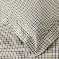 Classic Stripes and Plaids Cool Yarn-Dyed Cotton Percale Fitted Bed Sheet - Mini Check Green, Twin XL,Mini Check Green