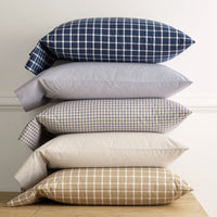 Classic Stripes and Plaids Cool Yarn-Dyed Cotton Percale Fitted Bed Sheet - Mini Check Blue, Twin XL,Mini Check Blue