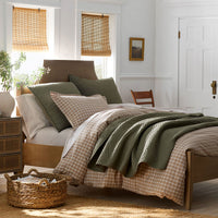 Classic Stripes and Plaids Cool Yarn-Dyed Cotton Percale Pillowcase Set - Windowpane Tan, Standard,Windowpane Tan