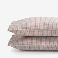 Classic Stripes and Plaids Cool Yarn-Dyed Cotton Percale Pillowcase Set - Mini Check Brown, King,Mini Check Brown