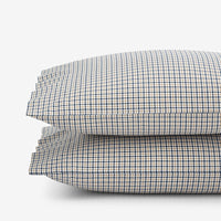 Classic Stripes and Plaids Cool Yarn-Dyed Cotton Percale Pillowcase Set - Mini Check Blue, Standard,Mini Check Blue