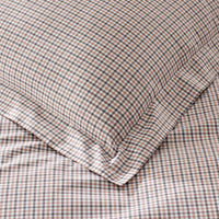 Classic Stripes and Plaids Cool Yarn-Dyed Cotton Percale Duvet Cover - Mini Check Brown, Full/Queen,Mini Check Brown