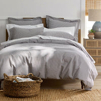 Classic Stripes and Plaids Cool Yarn-Dyed Cotton Percale Duvet Cover - Mini Check Blue, Twin/Twin XL,Mini Check Blue