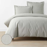 Classic Stripes and Plaids Cool Yarn-Dyed Cotton Percale Duvet Cover - Stripe Green, Twin/Twin XL,Stripe Green