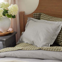Classic Stripes and Plaids Cool Yarn-Dyed Cotton Percale Duvet Cover - Stripe Green, Twin/Twin XL,Stripe Green